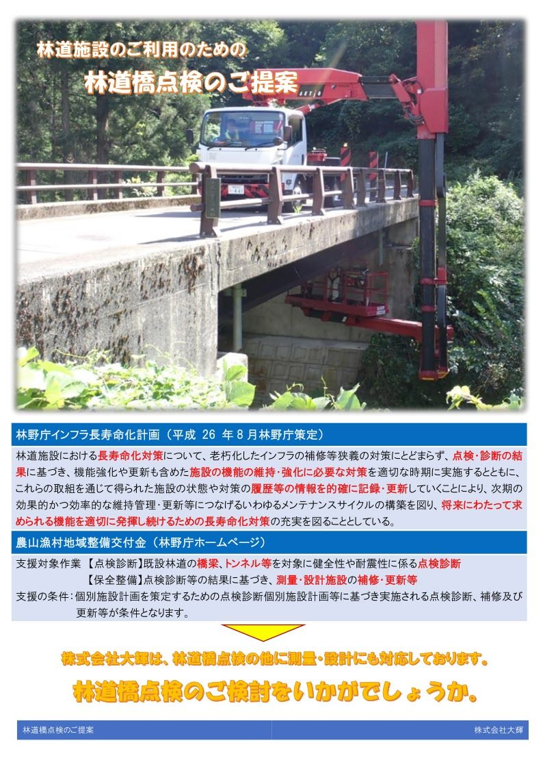 林道橋点検のご提案の資料イメージ